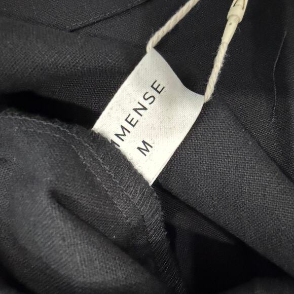 Commense Minimalist Chic Posh Spice Linen Blend Off Shoulder Mini Black Dress M - Picture 3 of 7